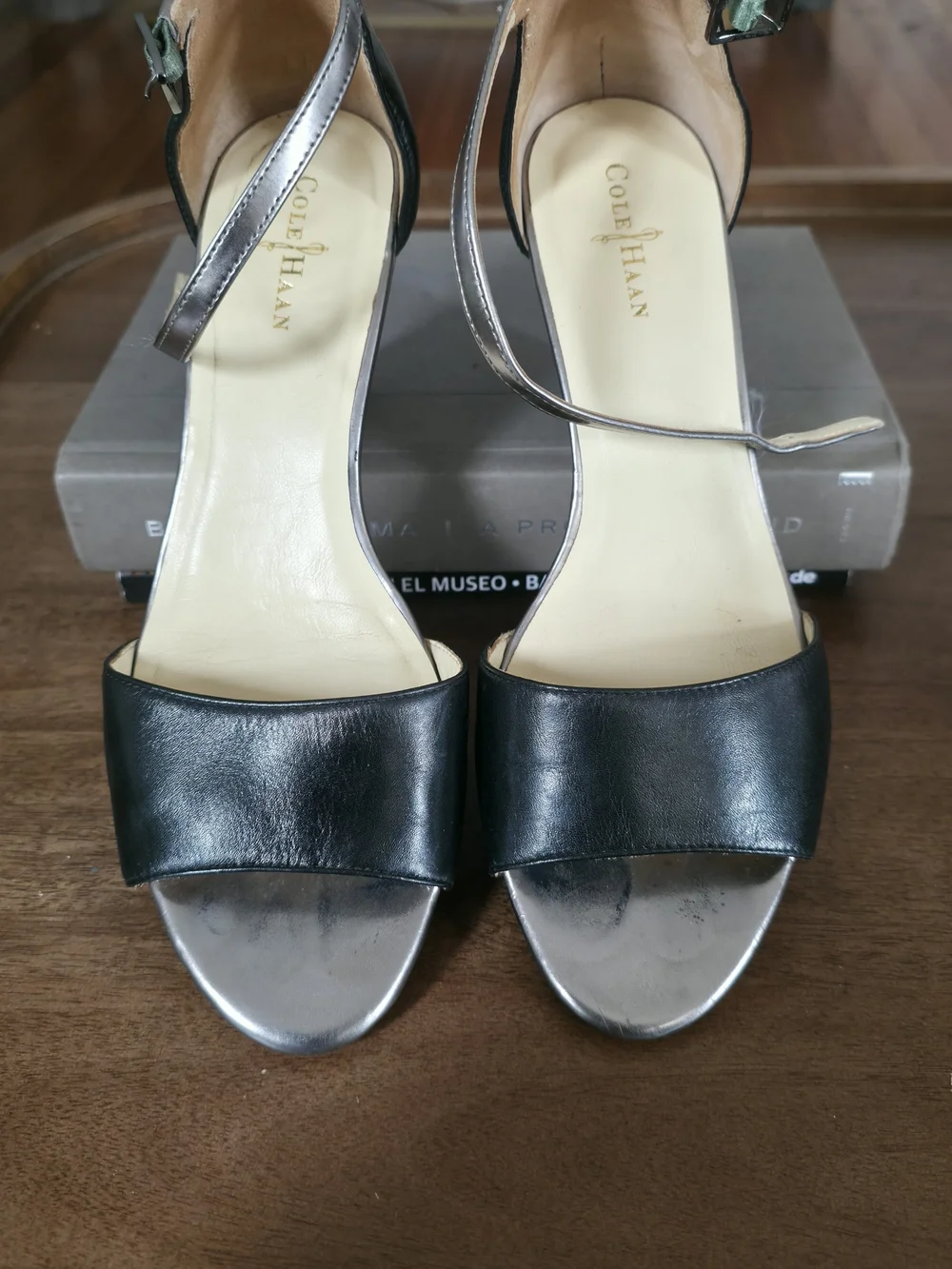 Cole Haan Women’s Black Leather Open-Toe Ankle-Strap Sandals